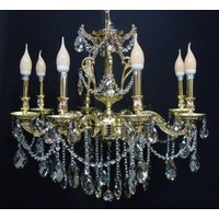 Casa Padrino Barock Kristall Kronleuchter 8-Flammig Gold ModK7 - Hängeleuchte Lüster Hängelampe Deckenlampe