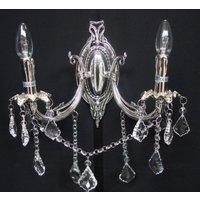 Casa Padrino Barock Kristall Wandleuchter 2-Flammig Silber ModK9 - Wandlampe Wand Beleuchtung