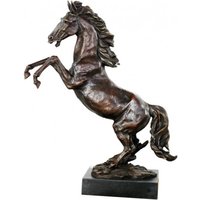 Casa Padrino Luxus Bronze Figur Wildes Pferd auf Natursteinsockel Höhe 90 cm - Pferde Skulptur