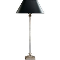 Casa Padrino Luxus Tischleuchte Schwarz / Silber Säulen Lampe - Handgefertigt in Italien