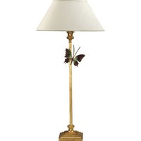 Casa Padrino Luxus Tischleuchte Gold mit Schmetterling - vergoldete Säulen Lampe - Handgefertigt in Italien
