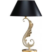 Casa Padrino Luxus Barock Tischleuchte Schwarz / Gold - vergoldete Säulen Lampe - Handgefertigt in Italien