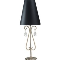 Casa Padrino Luxus Barock Tischleuchte Schwarz / Silber mit Glaskristallen 84 x 31 cm - versilberte Säulen Lampe - Handgefertigt in Italien