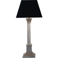 Casa Padrino Luxus Barock Tischleuchte Schwarz / Silber - versilberte Säulen Lampe - Handgefertigt in Italien