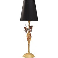 Casa Padrino Luxus Tischleuchte Schwarz / Gold mit Schmetterling - vergoldete Tisch Lampe - Handgefertigt in Italien