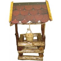 Casa Padrino Garten Brunnen Rustikal mit Schöpfeimer Mod G3 - Eiche Massivholz - Gartenbrunnen Echtholz Massiv