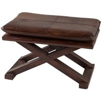 Casa Padrino Luxus Echt Leder Hocker Dunkelbraun mit Nieten - Leder Möbel