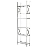 Casa Padrino Luxus Regal Schrank Edelstahl poliert mit Glasböden B 65 x H 230 cm Bücherregal Regal Schrank - Art Deco Möbel