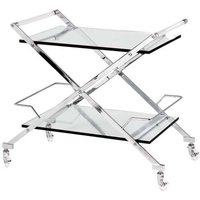 Casa Padrino Luxus Bar Trolley Servierwagen aus Edelstahl und Glas 77 x 48 x H. 76 cm - Luxus Hotel & Restaurant Einrichtung Möbel B!
