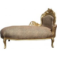 Casa Padrino Barock Chaiselongue "King" Leopard/Gold Mod2 - Recamiere Liege Leoparden Look
