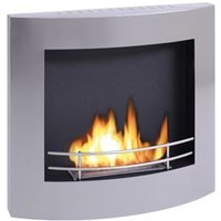 Casa Padrino Bio Ethanol Wand Kamin Silbergrau Edelstahl B 60 x H 55 x T 17 cm - Kamin - Wohnzimmer Kamin Ethanolkamin