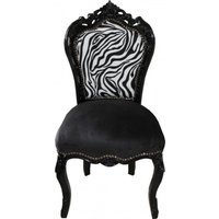 Casa Padrino Barock Esszimmer Stuhl ohne Armlehnen Schwarz/Zebra/Schwarz - Antik Möbel Zebra