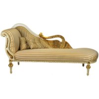 Casa Padrino Barock Luxus Chaiselongue Antik Weiss / Gold - Golden Wings - Luxus Qualität
