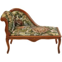 Casa Padrino Barock Kinder Chaiselongue Mod2 Gobelin / Braun - Antik Stil
