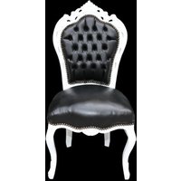 Casa Padrino Barock Esszimmer Stuhl Schwarz/Weià Lederoptik Möbel Antik Stil