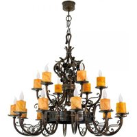 Casa Padrino Barock Schmiedeeisen Kronleuchter 18-Flammig Hängeleuchte Lüster Hängelampe Deckenlampe - Burg Schloss Leuchter