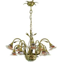 Casa Padrino Barock Schmiedeeisen Kronleuchter 10-Flammig Glas Hängeleuchte Lüster Hängelampe Deckenlampe - Burg Schloss Leuchter