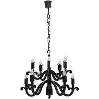 Casa Padrino Barock Schmiedeeisen Kronleuchter 10-Flammig Hängeleuchte Lüster Hängelampe Deckenlampe - Burg Schloss Leuchter