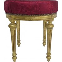 Casa Padrino Barock Sitzhocker Rundhocker Bordeaux Rot Musterstoff / Gold