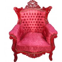Casa Padrino Barock Sessel "Al Capone" Mod3 Bordeaux Muster / Braun Rot Möbel Antik Stil - Limited Edition
