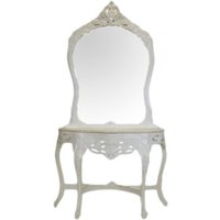 Casa Padrino Barock Spiegelkonsole Weià mit Marmorplatte - Spiegel Konsole - Schminkkonsole