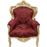 Casa Padrino Barock Sessel "King" Bordeaux Muster / Gold Mod2 - Möbel Antik Stil