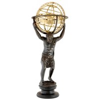 Casa Padrino Luxus Bronze Figur Atlas mit Globus auf Natursteinsockel - Skulptur