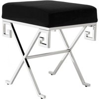 Casa Padrino Luxus Sitz Hocker Edelstahl vernickelt - Vintage Art Deco Möbel