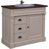 Casa Padrino Landhaus Stil Waschschrank Waschtisch inkl 1 Waschbecken Creme / Braun - Bad Schrank