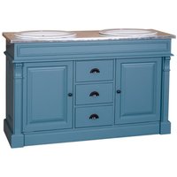 Casa Padrino Landhaus Stil Waschschrank Waschtisch inkl 2 Waschbecken mit Schubladen und Schranktüren Nizza - Bad Schrank Massivholz