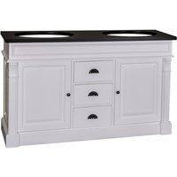 Casa Padrino Landhaus Stil Waschschrank Waschtisch inkl 2 Waschbecken mit Schubladen und Schranktüren Nizza - Bad Schrank Massivholz