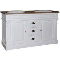 Casa Padrino Landhaus Stil Waschschrank Waschtisch inkl 2 Waschbecken mit Schubladen und Schranktüren Nizza - Bad Schrank Massivholz