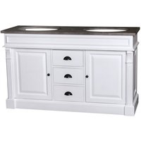 Casa Padrino Landhaus Stil Waschschrank Waschtisch inkl 2 Waschbecken mit Schubladen und Schranktüren Nizza - Bad Schrank Massivholz