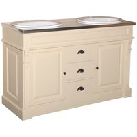 Casa Padrino Landhaus Stil Waschschrank Waschtisch inkl 2 Waschbecken mit Schubladen und Schranktüren Nizza - Bad Schrank Massivholz