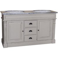 Casa Padrino Landhaus Stil Waschschrank Waschtisch inkl 2 Waschbecken mit Schubladen und Schranktüren Nizza - Bad Schrank Massivholz