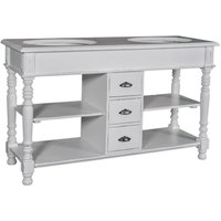 Casa Padrino Landhaus Stil Waschschrank Waschtisch inkl 2 Waschbecken mit Schubladen San Sebastian - Bad Schrank Massivholz