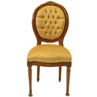 Casa Padrino Barock Luxus Esszimmer Medaillon Stuhl Gold Muster / Helles Mahagoni - Antik Stil - Möbel