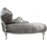 Casa Padrino Barock Chaiselongue "King" Grau/Silber Mod2 - Recamiere Liege Wohnzimmer