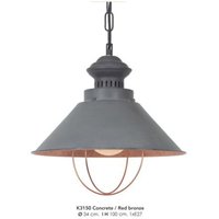 Casa Padrino Hängeleuchte Deckenleuchte Betonfarben / Bronzefarben Industrial Design 34 cm Durchmesser - Industrie Lampe Leuchte Industrieleuchte