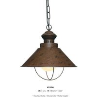 Casa Padrino Hängeleuchte Deckenleuchte Rostfarben Industrial Design 34 cm Durchmesser - Industrie Lampe Leuchte Industrieleuchte