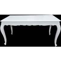 Casa Padrino Barock Esstisch Weiss glänzend 140 cm