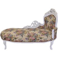 Casa Padrino Barock Chaiselongue Blumenmuster / Antik Weià - Möbel Lounge Liege Recamiere