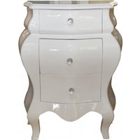 Casa Padrino Barock Kommode Weiss glänzend H 72 cm, B 57 cm - Nachttisch Konsole