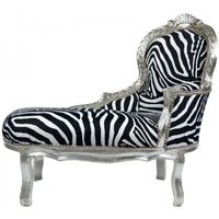 Casa Padrino Barock Kinder Chaiselongue Zebra / Silber - Kindermöbel - Möbel Barock