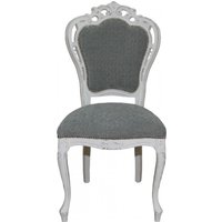 Casa Padrino Barock Esszimmer Stuhl ohne Armlehnen Grau / Antik Weià - Designer Stuhl - Luxus Qualität