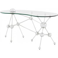 Casa Padrino Luxus Schreibtisch / Sekretär Glas / Silber Astronomy - Art Deco