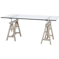 Casa Padrino Luxus Schreibtisch / Sekretär Glas / Eiche Rustikal Architect Art Deco