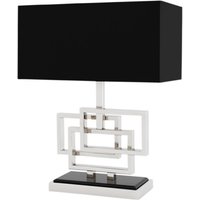 Casa Padrino Luxus Tischleuchte Nickel Finish / Lampenschirm Schwarz 48 x 40 cm - Leuchte - Luxury Collection