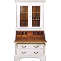 Casa Padrino Vintage Sekretär Schrank Antik Stil Weiss / Holzfarben H 210 x B 110 cm - Vitrine Regal Schrank Shabby Chic Hotel Möbel