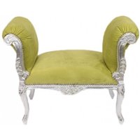 Casa Padrino Barock Schemel Hocker Jadegrün / Silber - Sitzbank